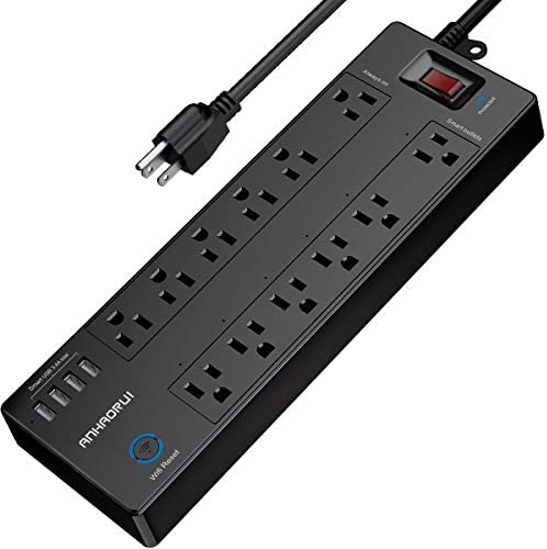 Smart Plug, Power Strip Work with Alexa or Google Home, ANHAORUI WiFi Surge Protector with 6 Smart Outlets and 6 Always on outlets and 4 USB Ports, 6 Feet Extension Cord, Black/Grey, ETL Listed