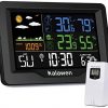 Weather Station Wireless Indoor Outdoor Thermometer with Atomic Clock, Color Large Display Digital Weather Forecast Stations Thermometer with Alarm Clock