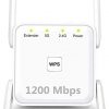 WiFi Range Extender, 1200Mbps Wireless Signal Repeater Booster, Dual Band 2.4G and 5G Expander, 4 Antennas 360° Full Coverage, Extend WiFi Signal to Smart Home & Alexa Devices（KY1203R01） (White)