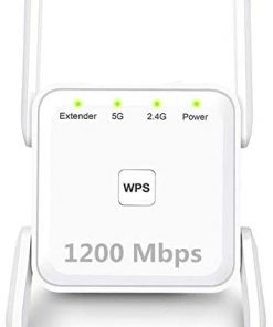 WiFi Range Extender, 1200Mbps Wireless Signal Repeater Booster, Dual Band 2.4G and 5G Expander, 4 Antennas 360° Full Coverage, Extend WiFi Signal to Smart Home & Alexa Devices（KY1203R01） (White)