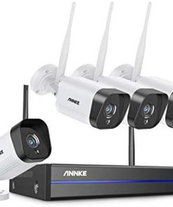 【2K & 8CH Expandable】 ANNKE 3MP Wireless Security Camera System, 8 Channel WiFi Surveillance NVR Kit with 4×3MP Outdoor IP Cameras, Work with Alexa, 100 ft Night Vision, NO HDD Included-WS300