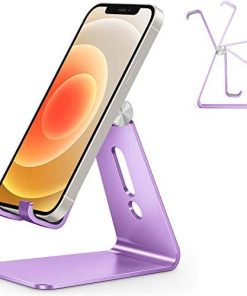 Adjustable Cell Phone Stand, OMOTON C2 Aluminum Desktop Phone Holder Dock Compatible with iPhone 11 Pro Max Xs XR 8 Plus 7 6, Samsung Galaxy, Google Pixel, Android Phones, Purple