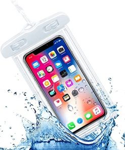 j.MAEHome! Universal Waterproof Pouch Cellphone Dry Bag Case for iPhone 12 Pro Max 11 Pro Max Xs Max XR X 8 7 6S Plus SE, Galaxy S20 Ultra S20+ S10 Plus S10e /Note 10+ 9, White Pixel 4XL