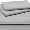 Amazon Basics Deluxe Microfiber Striped Sheet Set, Dark Grey, King