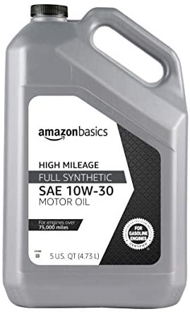 AmazonBasics High Mileage Motor Oil - Full Synthetic - 10W-30 - 5 Quart