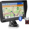 GPS Navigation for Car Truck with Bluetooth Lifetime Map Update 7 inch Touchscreen 8G 256M Car Navigator Support Voice Broadcast Turn Direction Guidance, Speed Warning + Backup Camera