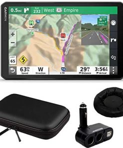 Garmin 010-02425-00 8 inch RV 890 GPS Navigator Bundle with Dual DC12V/24V Electronic Multifunction Car Socket Cigarette Lighter, Hard Shell 10 inch Case and GPS Navigation Dash-Mount