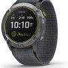 Garmin Enduro, Ultraperformance Multisport GPS Watch, Solar Charging, Battery Life Up to 80 Hours in GPS Mode, Steel with Gray UltraFit Nylon Band