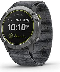 Garmin Enduro, Ultraperformance Multisport GPS Watch, Solar Charging, Battery Life Up to 80 Hours in GPS Mode, Steel with Gray UltraFit Nylon Band