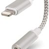 Realm Lightning to 3.5mm Headphone Jack Adapter, 3.5mm Audio Adapter Compatible with iPhone, White