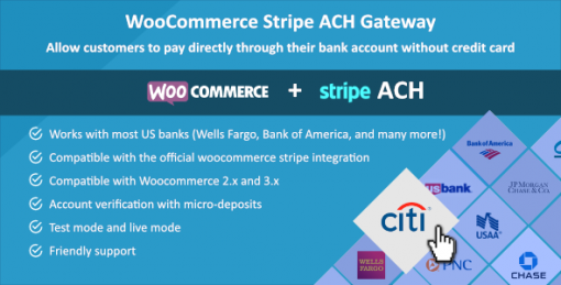 Woocommerce Stripe ACH Gateway