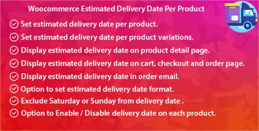Woocommerce Estimated Delivery Date Per Product