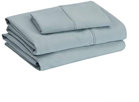Amazon Basics Lightweight Super Soft Easy Care Microfiber Bed Sheet Set with 14" Deep Pockets - Twin, Spa Blue