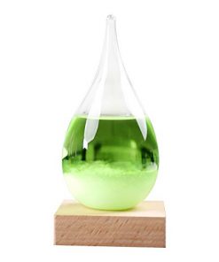 Alueery Colorful Drop-Shaped Storm Glass Weather Station Unique Weather Forecast Expert, Perfect Home and Office Decoration (Green, 2.4x2.4x4.7inch)
