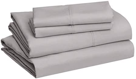 Amazon Basics Lightweight Super Soft Easy Care Microfiber Bed Sheet Set with 14" Deep Pockets - Queen, Dark Gray