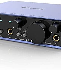 Donner Audio Interface Livejack Lite 2 In 2 Out, USB Audio Interfaces, 24-bit/192 kHz,TRS balanced,with Headphone Amplifier, Audio Interface for PC/Win/Mac