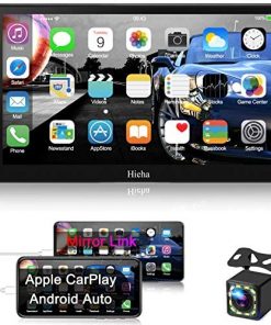 Hieha Car Stereo Compatible with Apple Carplay and Android Auto, 7 Inch Double Din Car Stereo with Bluetooth, Touch Screen Car Radios MP5 Player with A/V Input, Backup Camera, Mirror Link, SWC