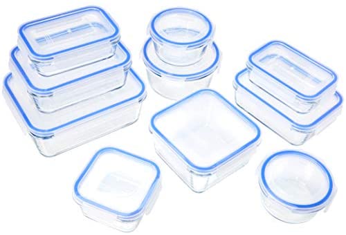Amazon Basics Glass Locking Lids Food Storage Containers, 20-Piece Set