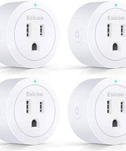 Smart Plug ESICOO - Plug A Certified Compatible with Alexa, Echo & Google Home – Only WiFi 2.4G