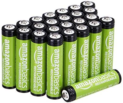 Amazon Basics 24-Pack AAA Performance 800 mAh Rechargeable Batteries, Pre-Charged, Recharge up to 1000x