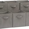 Amazon Basics Collapsible Fabric Storage Cubes Organizer with Handles, Gray - Pack of 6