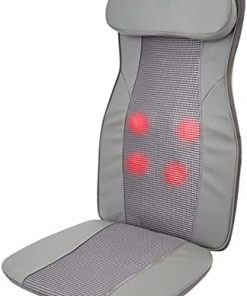 Amazon Basics Shiatsu Massage Full Seat Cushion with Infrared Heat and Deep Tissue Kneading Rotation for Home or Office Chair Use - Grey