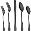 Black Flatware Silverware Set, LIANYU 40-Piece Stainless Steel Cutlery Set for 8, Restaurant Party Tableware Eating Utensils, Mirror Finish, Dishwasher Safe