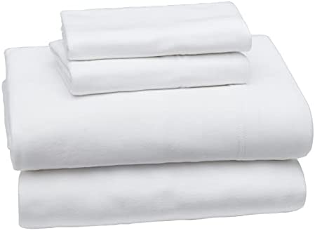 Amazon Basics Cotton Jersey Blend Bed Sheet Set - King, White