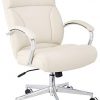 Amazon Basics Modern Executive Chair, 275lb Capacity with Oversized Seat Cushion, Ivory Bonded Leather