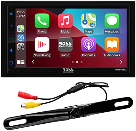 BOSS Audio Systems BCPA9685RC Apple CarPlay Android Auto Car Multimedia Player with Rearview Camera - Double-Din, 6.75 Inch LCD Touchscreen, Bluetooth, MP3 Player, USB Port, AM/FM Car Radio