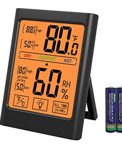 Digital Hygrometer Indoor Thermometer Humidity Meter Room Thermometer with Temperature and Humidity Monitor (Black)