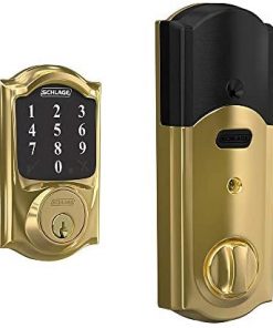 SCHLAGE Connect Smart Deadbolt with Camelot trim in Bright Brass, Zigbee Certified - BE468GBAK CAM 605