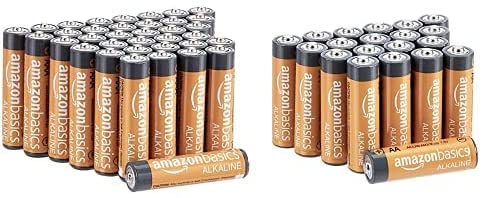 Amazon Basics 20 Pack AA High-Performance Alkaline Batteries, 10-Year Shelf Life, Easy to Open Value Pack & 36 Pack AAA High-Performance Alkaline Batteries, 10-Year Shelf Life,Easy to Open Value Pack