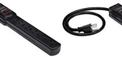Amazon Basics 6-Outlet, 200 Joule Surge Protector Power Strip, 2 Foot, Black - Pack of 2