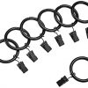 Amazon Basics Curtain Rod Clip Rings for 1" Rod, Set of 7, Black