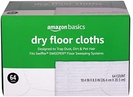 Amazon Basics Dry Floor Cloths to Clean Dust, Dirt, Pet Hair, 64 Count (Previously Solimo)