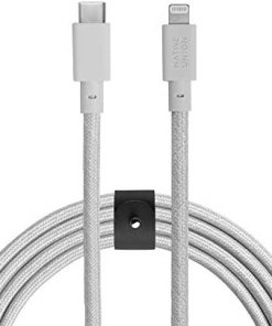 NATIVE UNION Belt Cable USB-C to Lightning - 10ft Ultra-Strong Reinforced Cable [MFi Certified] for iPhone/iPad (Cloud White)