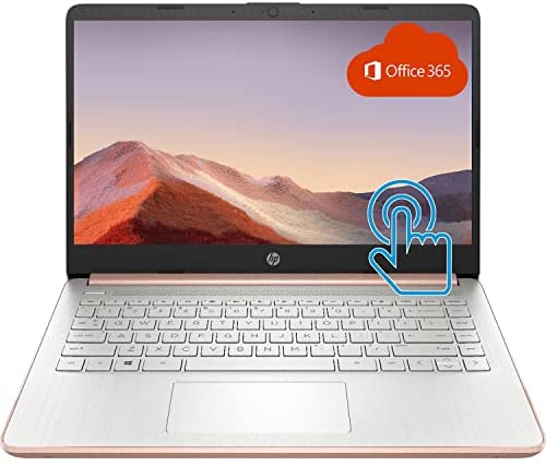 2022 Newest HP Premium 14-inch HD Touchscreen Laptop, Intel Dual-Core Processor Up to 2.8GHz, 8GB RAM, 64GB eMMC Storage, Webcam, Bluetooth, HDMI, Wi-Fi, Rose Gold, Win 10 with 1 Year Microsoft 365