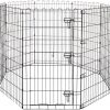 Amazon Basics Foldable Metal Pet Dog Exercise Fence Pen With Door Gate - 60 x 60 x 42 Inches, Black