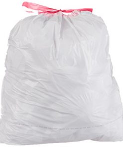 Amazon Basics 13-Gallon Tall Kitchen Trash Bag with Draw String, 0.9 mil, White, 300-Count