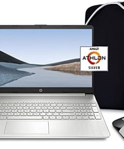 HP Pavilion Laptop (2021 Latest Model), AMD Athlon 3050U Processor, 16GB RAM, 512GB SSD, Long Battery Life, Webcam, HDMI, Bluetooth, WiFi, Silver, Win 10 + Oydisen Cloth