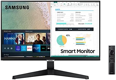 SAMSUNG M5 Series 24-Inch FHD 1080p Smart Monitor & Streaming TV (Tuner-Free), Netflix, HBO, Prime Video, & More, Apple Airplay, Built-in Speakers, Remote Included (LS24AM506NNXZA)