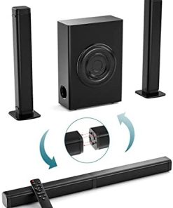Sound Bars for TV with Subwoofer, 3D / DSP/Bluetooth/HDMI-ARC Home Speakers, Bass Treble Adjustable, 2 in 1 Sound System Horizontal & Vertical Placement Surround Sound TV Speaker, 2.1 Channel
