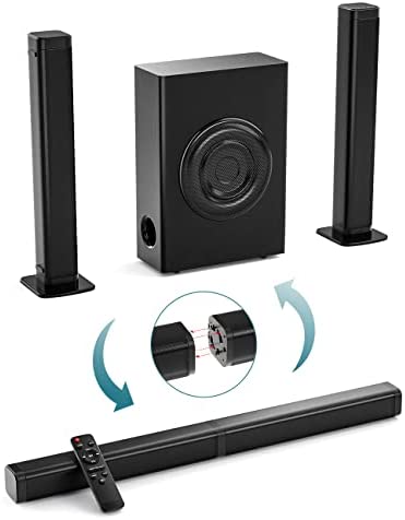 Sound Bars for TV with Subwoofer, 3D / DSP/Bluetooth/HDMI-ARC Home Speakers, Bass Treble Adjustable, 2 in 1 Sound System Horizontal & Vertical Placement Surround Sound TV Speaker, 2.1 Channel