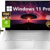 HP Envy 17.3" FHD Touchscreen Business Laptop, Intel Core i7-1165G7, Windows 11 Pro, 64GB RAM, 2TB SSD, NVIDIA GeForce MX450, Backlit Keyboard, Long Battery Life,32GB Durlyfish USB Card