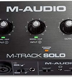M-Audio M-Track Solo – USB Audio Interface for Recording, Streaming and Podcasting with XLR, Line and DI Inputs, Plus a Software Suite Included, with 1 Mic