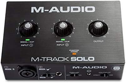 M-Audio M-Track Solo – USB Audio Interface for Recording, Streaming and Podcasting with XLR, Line and DI Inputs, Plus a Software Suite Included, with 1 Mic