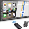SjoyBring Double Din Car Stereo with Bluetooth, 7 Inch Full HD Capacitive Touchscreen, Mirror Link, Backup Camera, Subw, Steering Wheel Control, USB/TF, FM/AM Car Radio Receiver