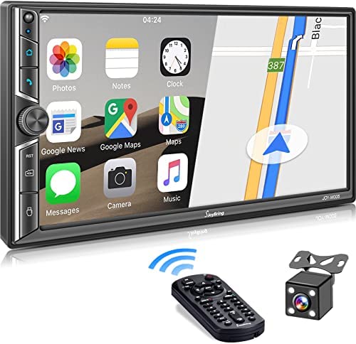 SjoyBring Double Din Car Stereo with Bluetooth, 7 Inch Full HD Capacitive Touchscreen, Mirror Link, Backup Camera, Subw, Steering Wheel Control, USB/TF, FM/AM Car Radio Receiver