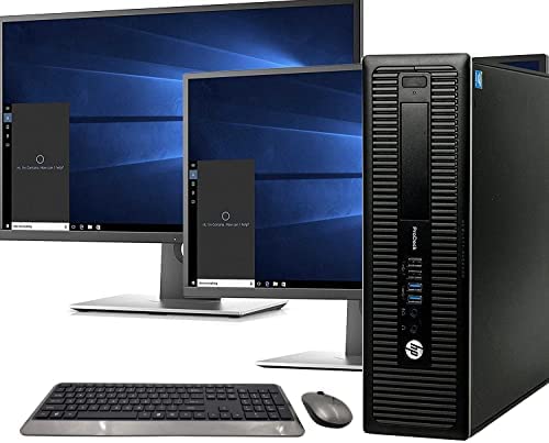 HP 600 G1 SFF Computer Desktop PC, Intel Core i7 3.4GHz Processor, 16GB Ram, 128GB M.2 SSD, 2TB HDD, Wireless Keyboard Mouse, WiFi | Bluetooth, New HP Dual 27 FHD LED Monitor, Windows 10 (Renewed)